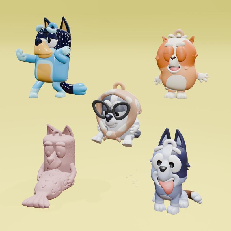 Bluey || Pack of 5 key rings || Key rings