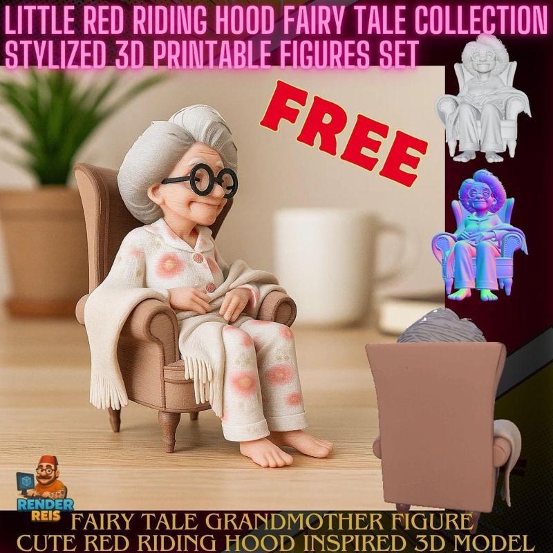 Fairy Tale Grandmother Figure – Cute Red Riding Hood Inspired 3D Model