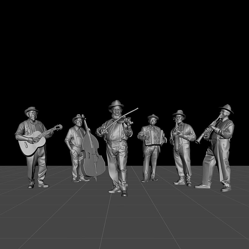 Lot 9 of 6 Figures Scale 1:87 HO/00/N - Musicians for Model Railroading