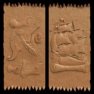3D Model STL File for CNC Router Laser & 3D Printer 4111 Ships, Compasses, Anchors 43