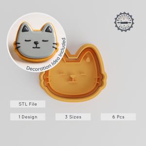 Neutral Face Cookie Cutter & Stamp, Serene Expression Shapes, Nature Feeling Design, 3 Sizes, 6 Piece Set