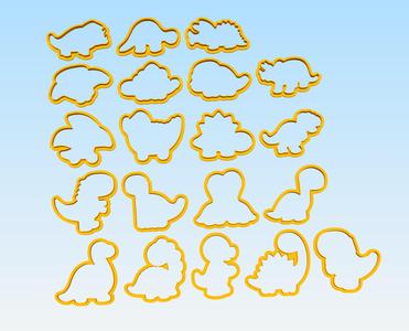 Pack 20 siluetas de dinosaurios n2 para hacer galletas