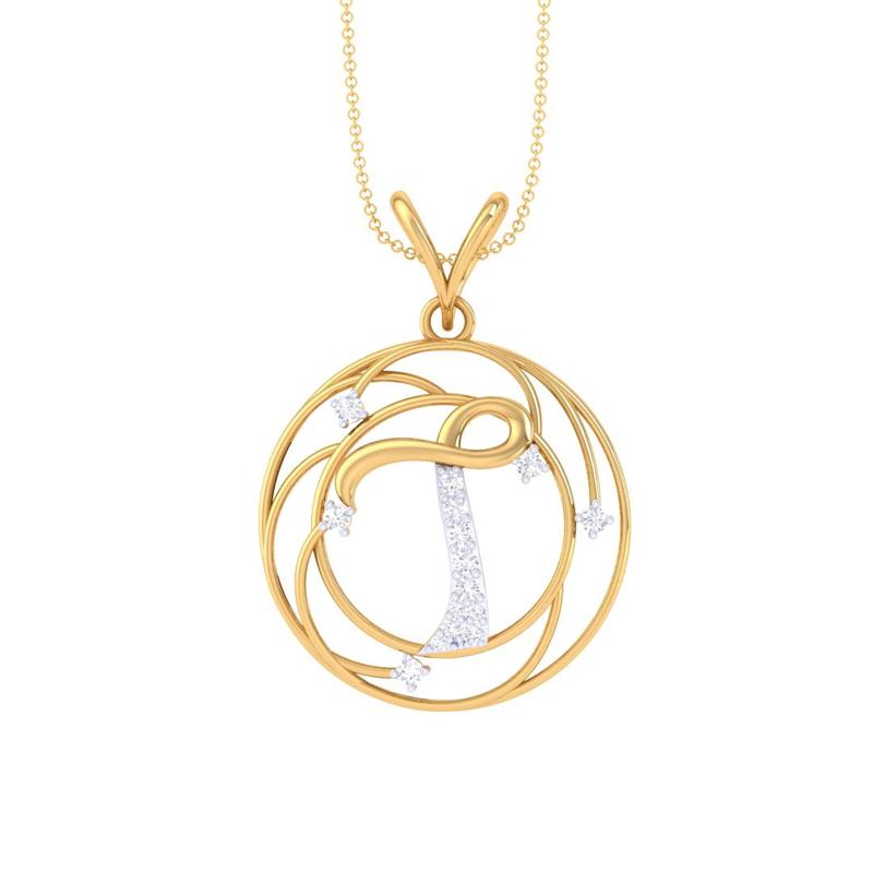 3D Printable Cad jewelry design of Lady diamond Pendant Letter model