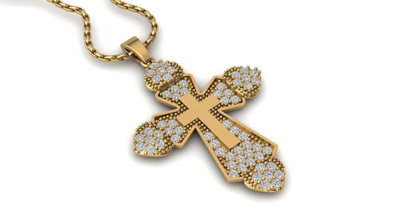 Print Ready STL 3DM Cross Necklace Classic Diamond Pendant