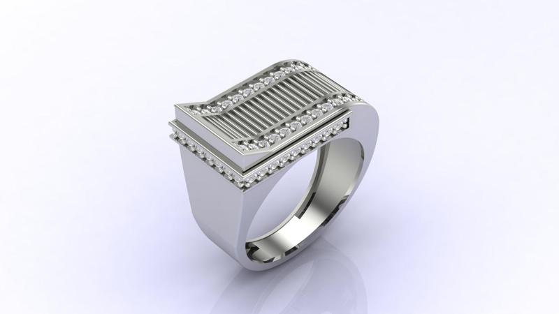 Gents Ring Print Ready STL 3DM Gents Rings Diamond Men Ring 3D print model