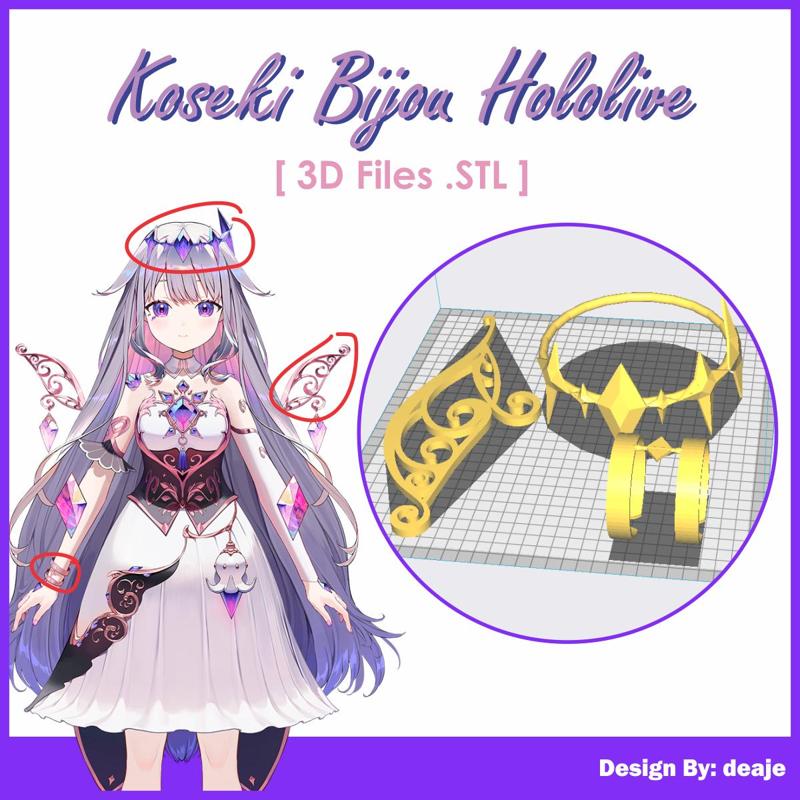 Koseki Bijou Hololive Accessorries Cloth Wing Bracelot Crown Cosplay
