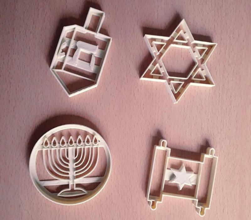 x4 Januca - festejo celebración judaica - cortadores galleta masa