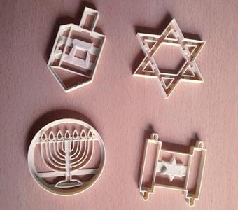 x4 Januca - festejo celebración judaica - cortadores galleta masa