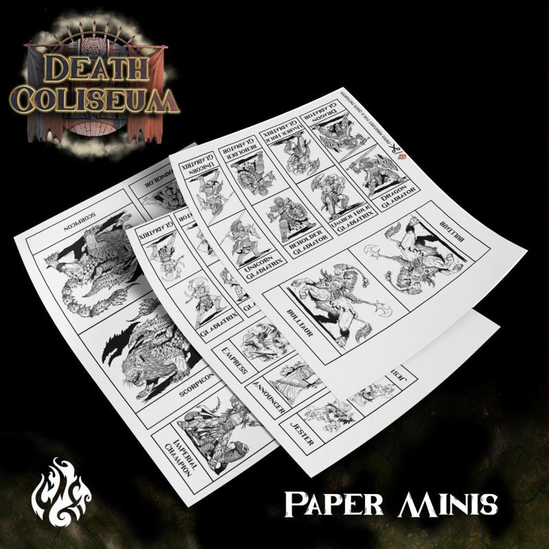 Death Coliseum: Monster Templates, Paper miniatures & Battle Maps