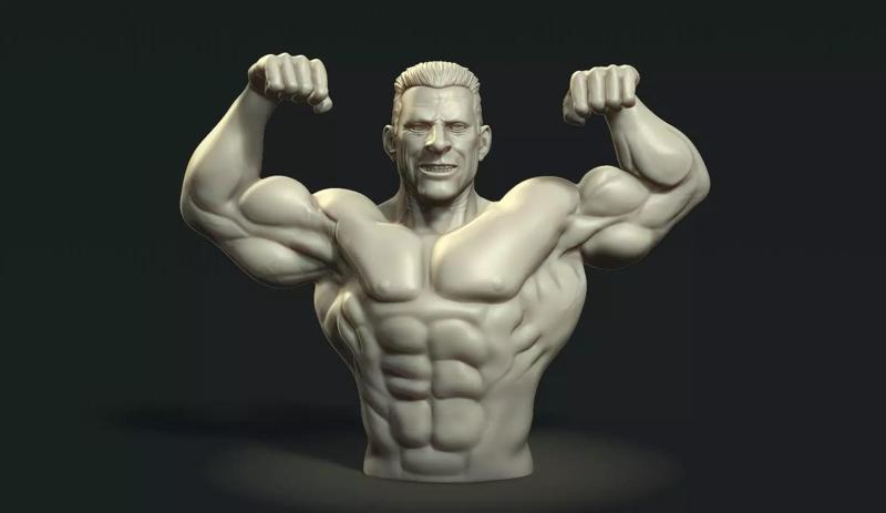 Bodybuilder male showing off his muscles