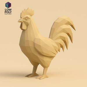 Rooster - Majestic fowl and symbol of sunrise Low Poly style