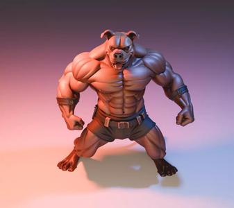 Alpha Beast Dog Ripped Muscle Dog STL