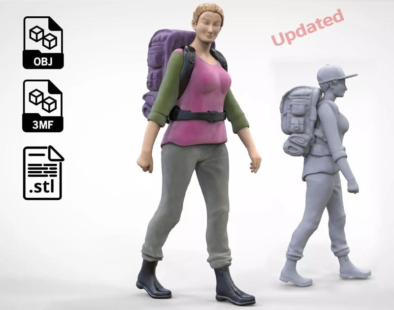 N3 walking Hiker Woman 1 64 Miniature