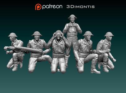 British soldiers ARTILLERY ww2 3D print model
