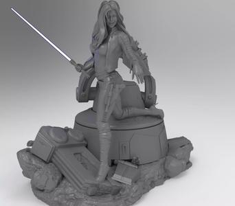 Mara jade Pin-up slashed AT-AT leg