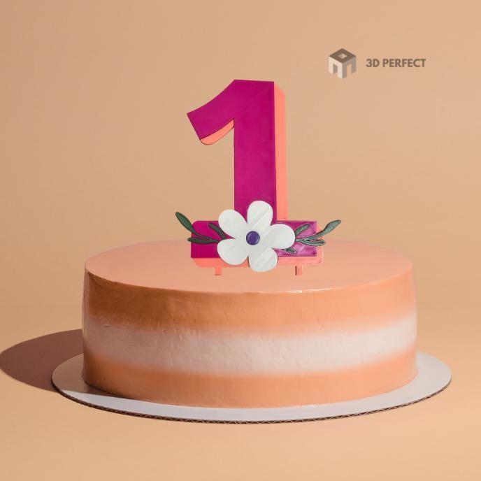 One Year cake topper - First Birthday Deco cake - One extruder only