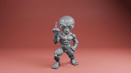 🖕 Rude Alien – Middle Finger Pose – STL File for 3D Printing