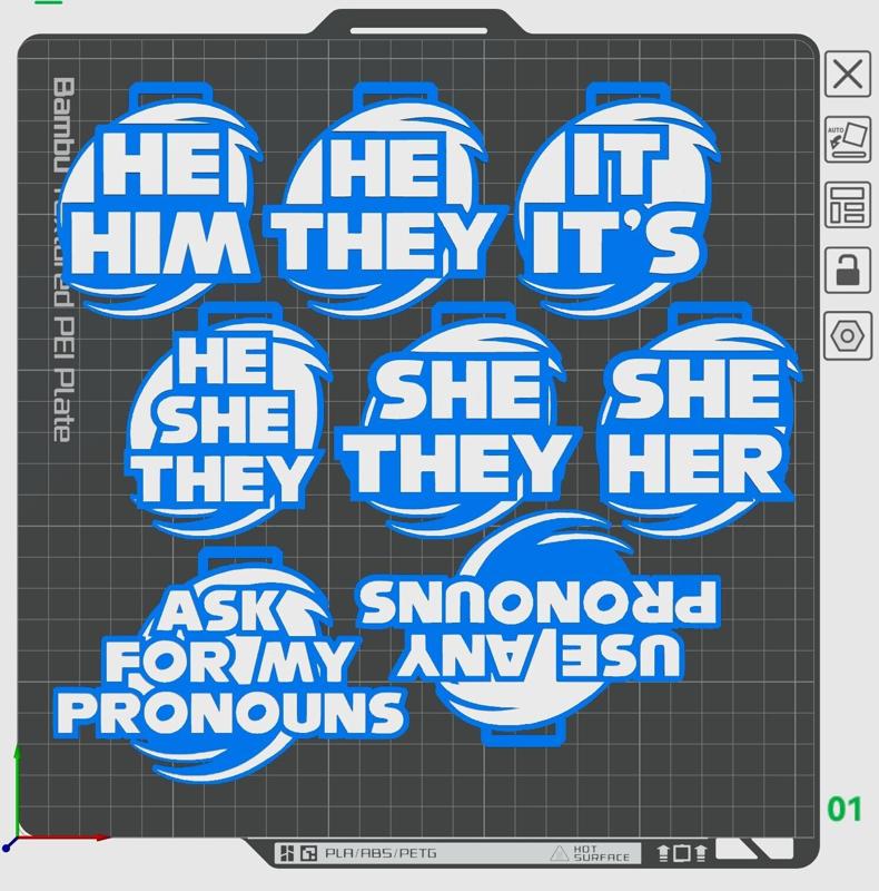 Edgehog Pronoun Badges