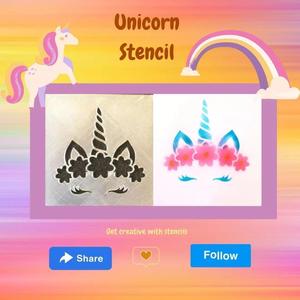 Unicorn with Flowers Stencil