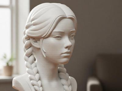 Bust of a young woman with braids