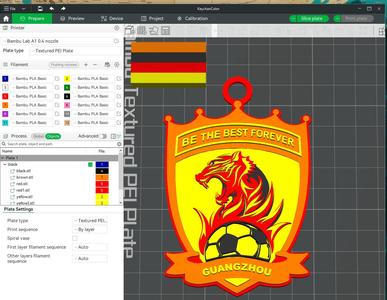 CSL Guangzhou Evergrande F.C Keychain Shield color printable