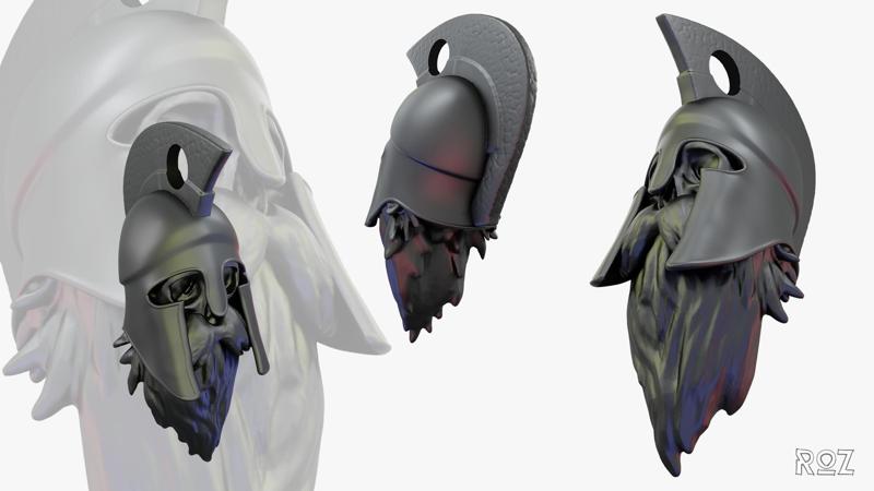 Bearded Skull with Helmet Keychain