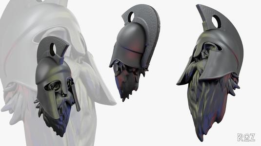 Bearded Skull with Helmet Keychain