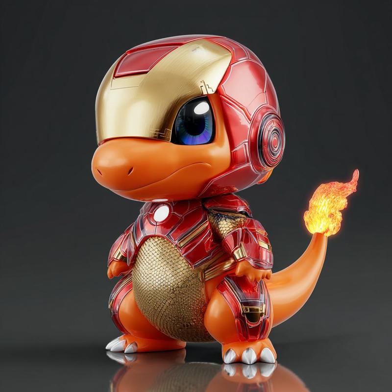 🔥 "Iron Mander" – Charmander x Iron Man Chibi Fusion (STL)