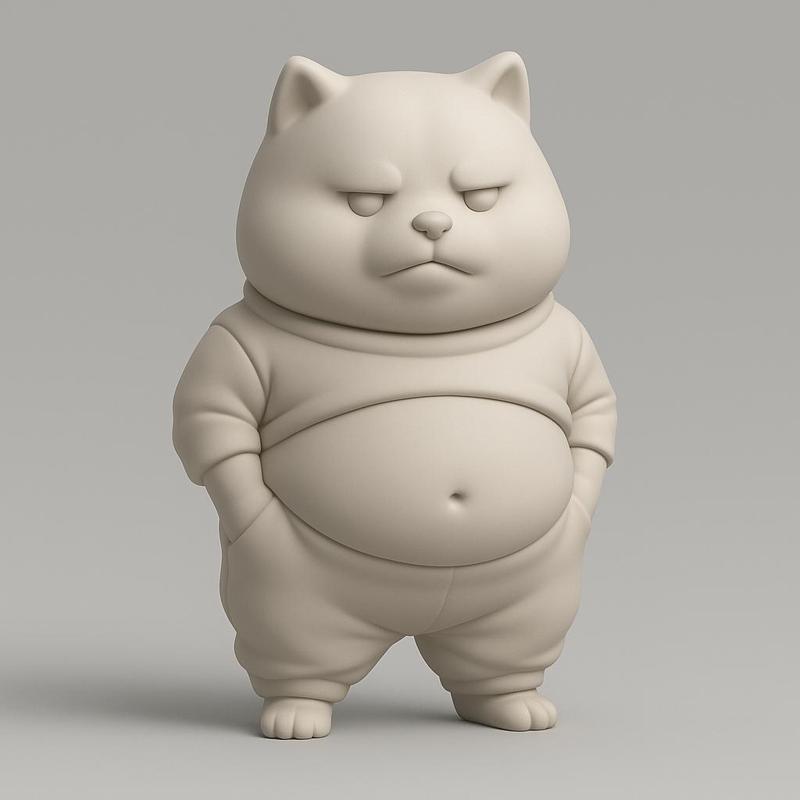 Grumpy Fat Cat Figurine | 3D Printable STL Model