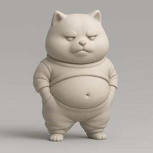 Grumpy Fat Cat Figurine | 3D Printable STL Model