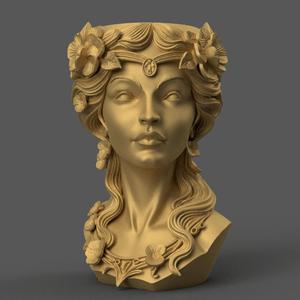 Elegant Woman Head Planter urn candy container candle holder
