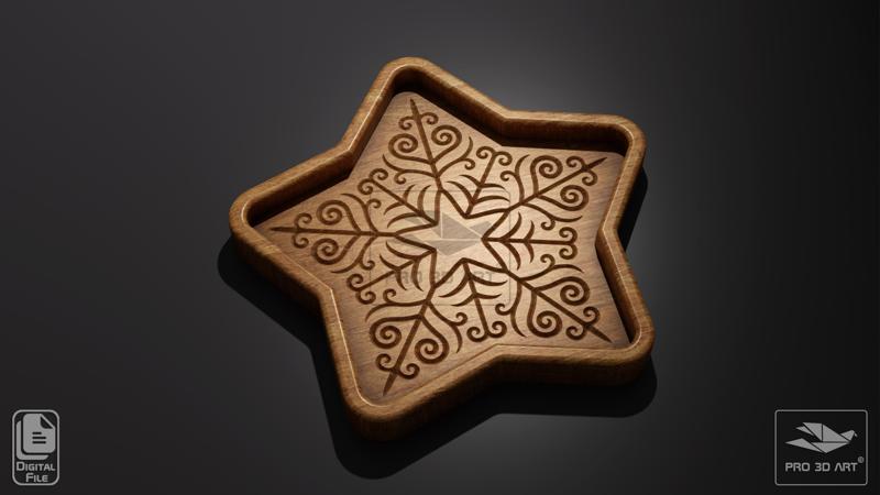 Christmas Star Tray - CNC Files for Wood (svg, dxf, eps, ai, pdf)