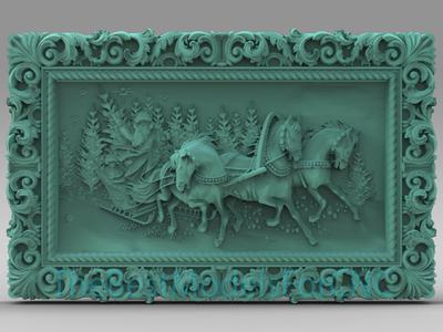 3D Model STL File for CNC Router Laser & 3D Printer Santa With Horses