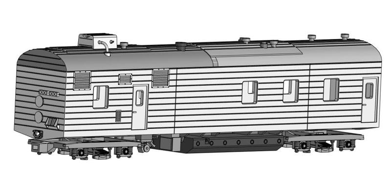 Model of Soviet refrigerating train diesel-electric station car in 1/87 scale (H0)