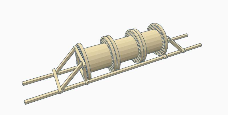 3 cable drums in wooden frame