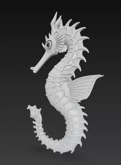 Fantasy Seahorse 3D Model- Stylized Ocean Creature Sculpture
