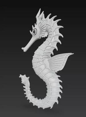 Fantasy Seahorse 3D Model- Stylized Ocean Creature Sculpture