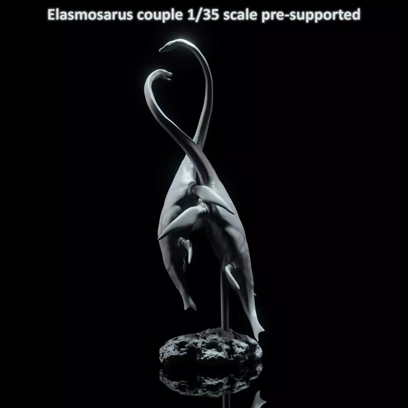 Elasmosaurus couple 1-35 scale pre-supported marine reptile