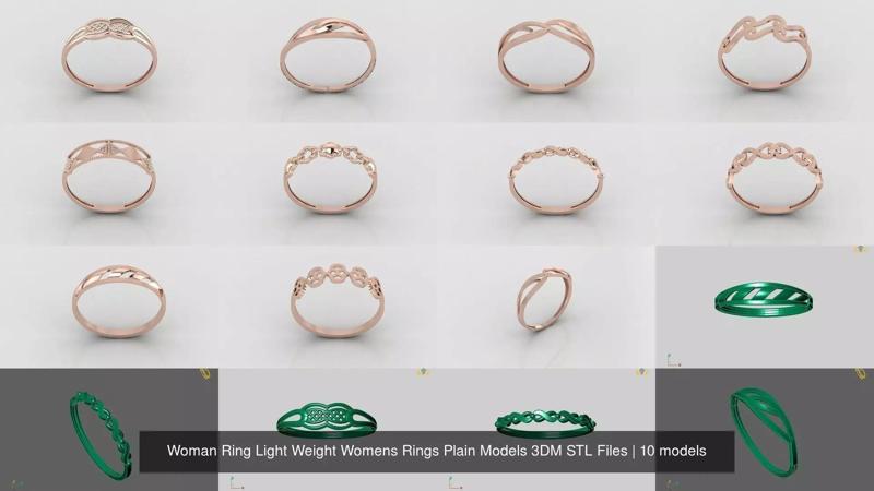 10 Models Woman Ring Womens Rings Plain Models 3DM STL Files 3D Model Collection