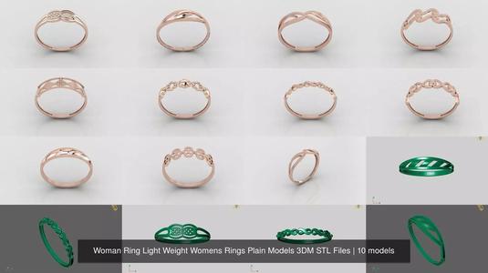 10 Models Woman Ring Womens Rings Plain Models 3DM STL Files 3D Model Collection