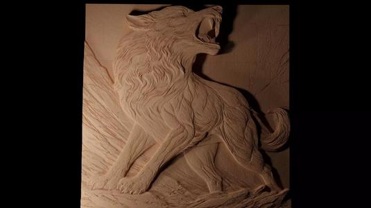 Dire Wolf CNC 3d Print High Relief Sand Casting