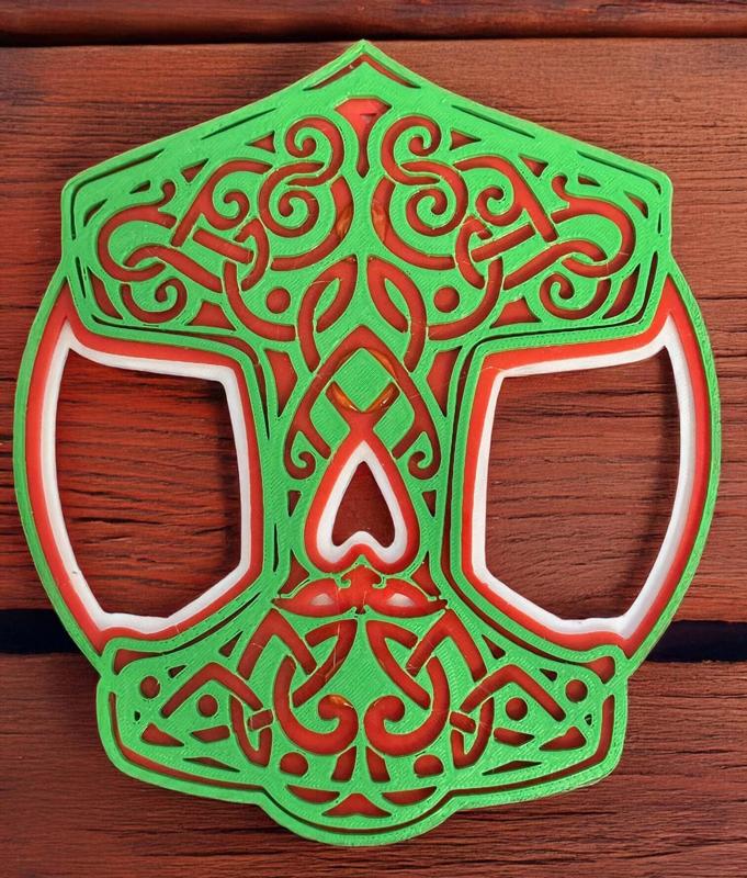 Thor's Hammer Symbol - Stylized and layered