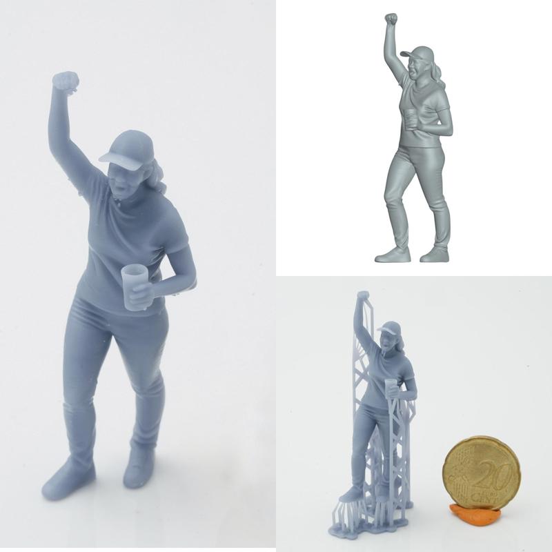 Cheering Woman with Drink 2 – Realistic Miniature - People Crowds (Presupported in 1/43, 1/32 & 1/35)