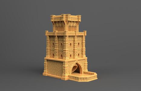 Gothic Bastion Dice Tower – Support-Free 3D Printable Castle Tower