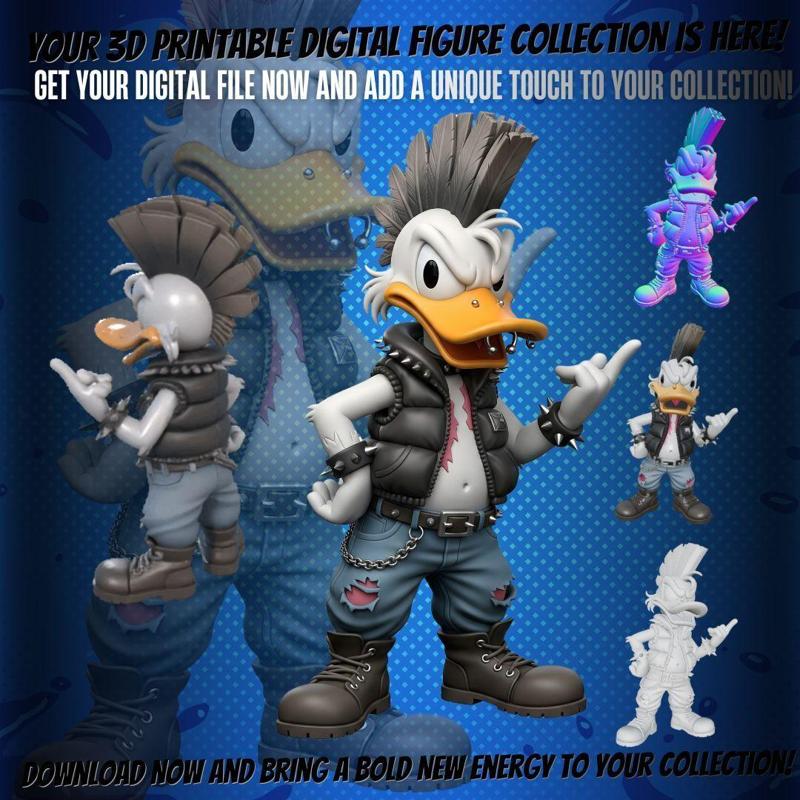 Punk Donald Duck Figurine  3D Printable Collectible Model