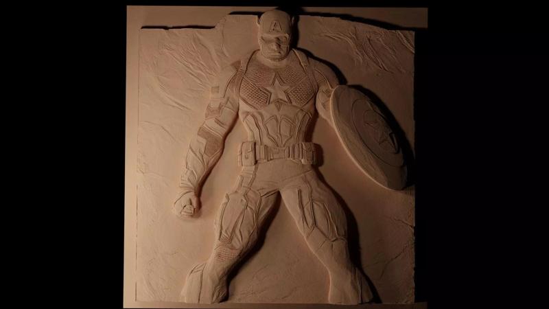 Captain America CNC 3d Print High Relief Sand Casting