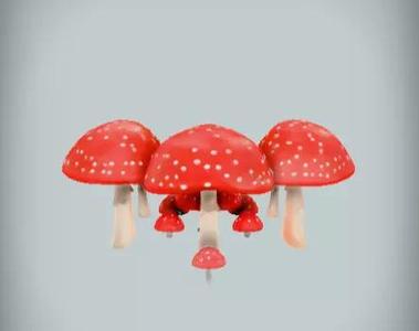 Red mushrooms with white spots 3D Model