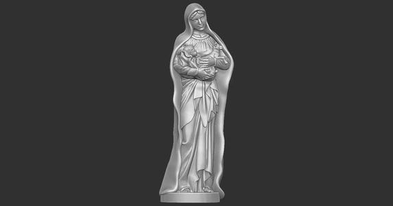 Statue of Virgin Mary holding Baby Jesus and the Lamb