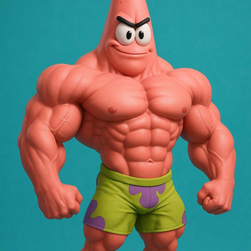 Patrick Star, muscular bodybuilder