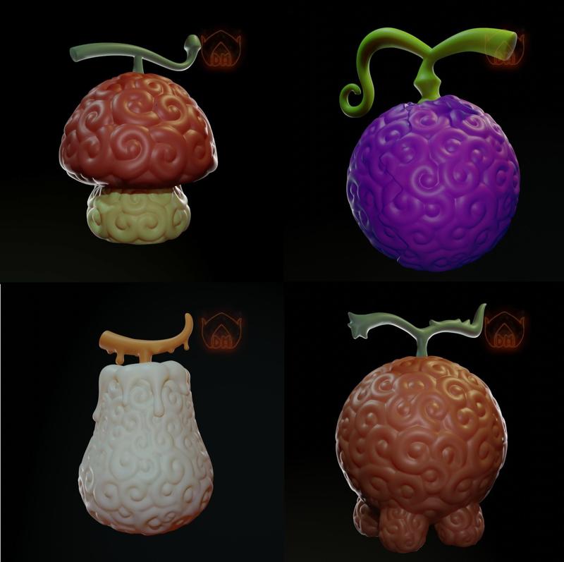 Hito hito, Baku baku, Doru doru, Yomi yommi no mi 4 pack -one piece Inspired fanart